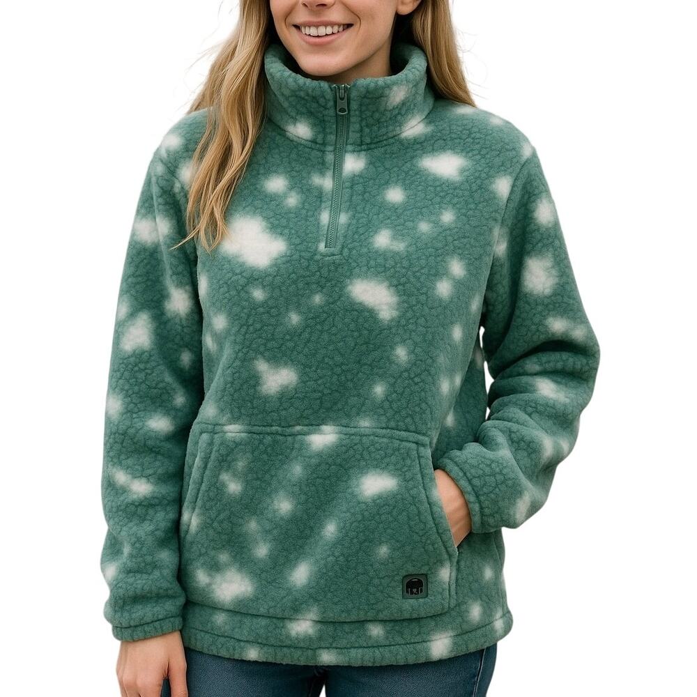 2/$15 Buffalo Outdoors Workwear 1/4 Zip Tie-Dye Sherpa Jacket Teal Size XL